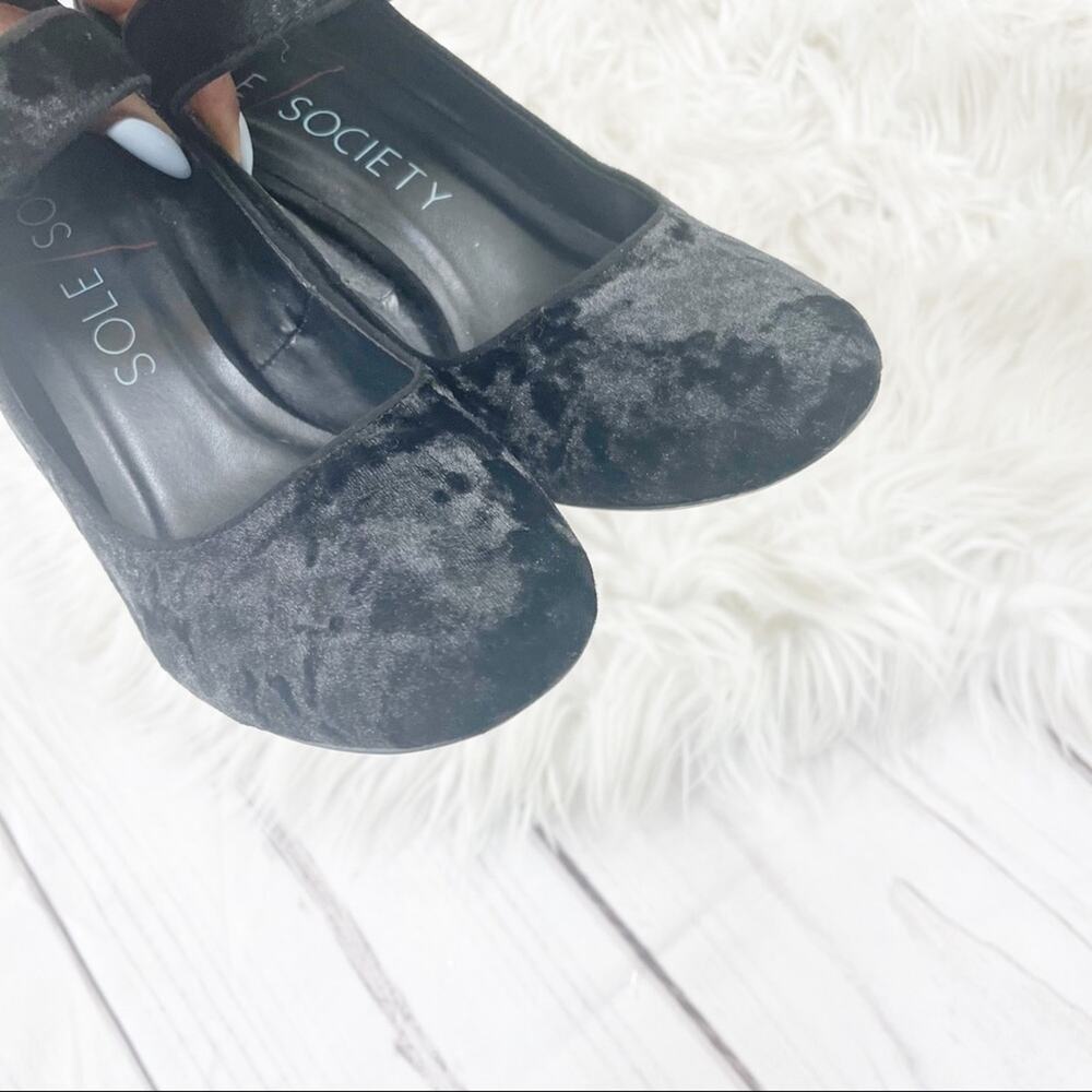 Sole Society Women's Cosima Black‎ Crushed Velvet Mary Jane Heels Y2K Size 8.5 - Picture 5 of 6